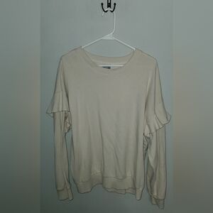 Aerie Cream Long Sleeve Ruffle Top